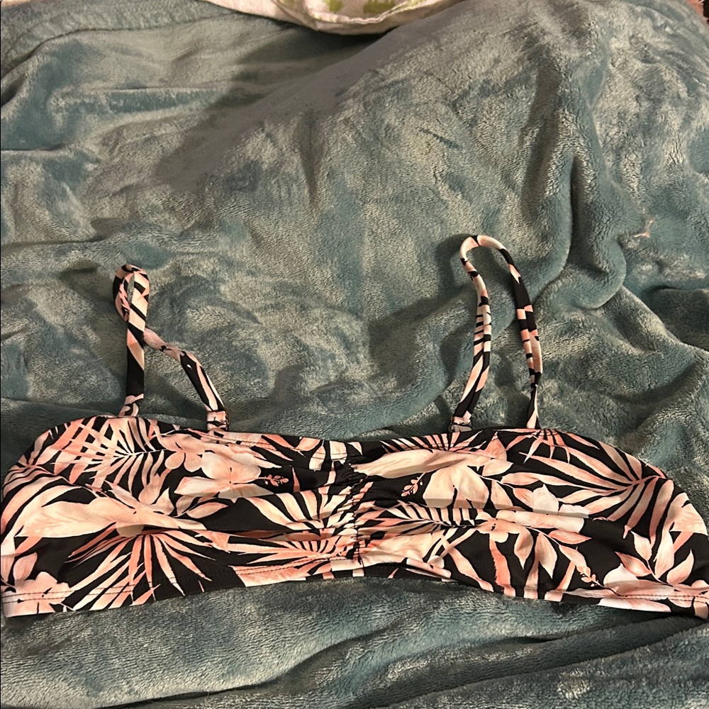 Tropical Leaf Print Bikini Top size large